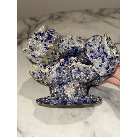 Vintage Handmade Fused Melted Plastic Popcorn Flowers Bowl Vase Retro Boho ART - Picture 12 of 15